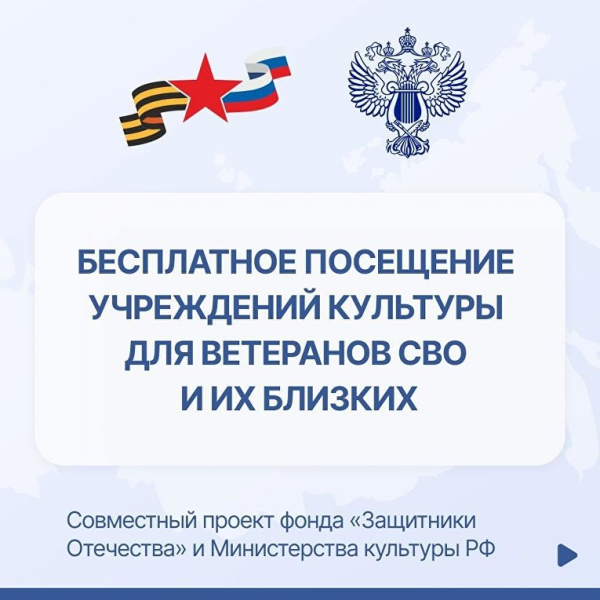 Ветераны СВО смогут бесплатно посещать федеральные учреждения культуры 
